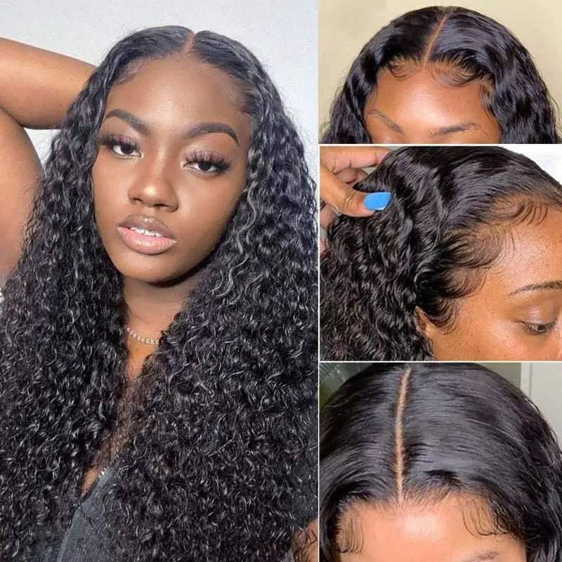 13x6 Transparent Lace Frontal Kinky Curly Wigs Natural Black - Doaburu Hair