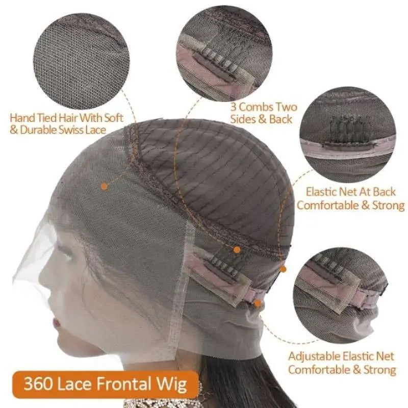 360 Lace Frontal Wig Kinky Curly Virgin Hair Natural Black Pre-Plucked - Doaburu Hair