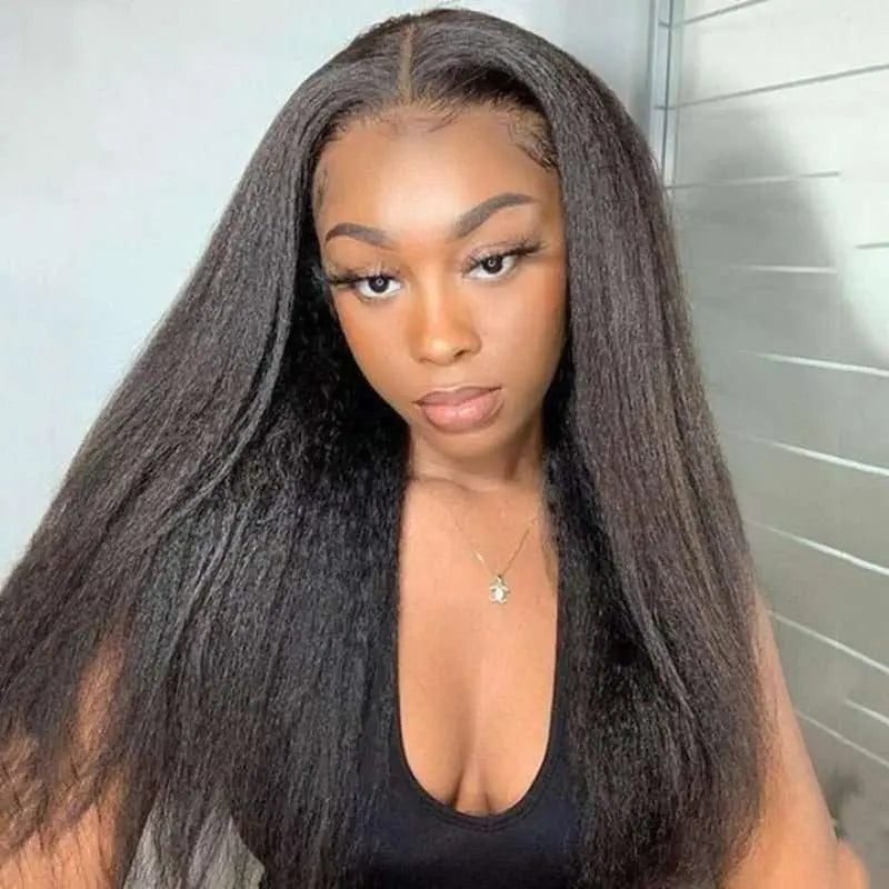 4x4 Transparent Lace Closure Yaki Straight Wigs Virgin Human Hair - Doaburu Hair