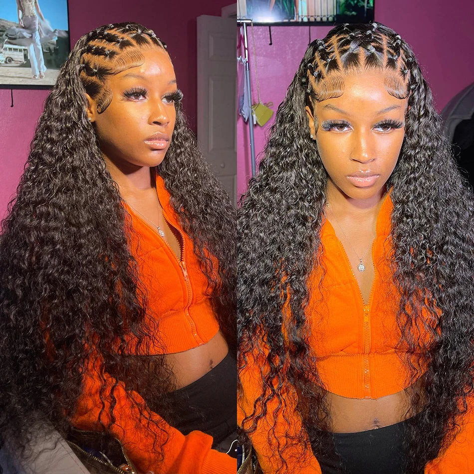 Full Lace Wig Water Wave Brazilian Virgin Hair Natural Black Pre-Plucked - Doaburu Hair