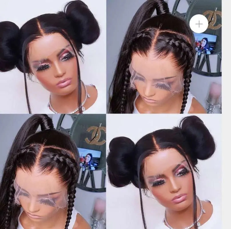 Full Lace Wig Straight Hair Brazilian Virgin Hair Natural Black Pre-Plucked - Doaburu Hair