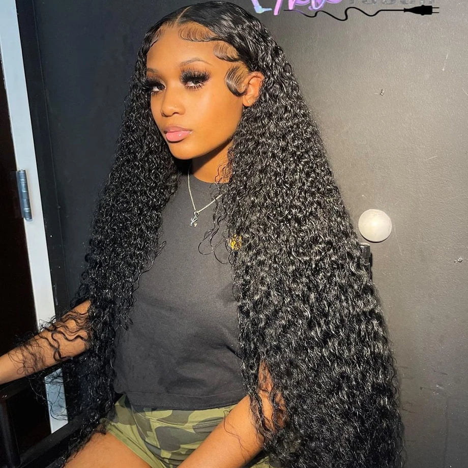 360 Lace Frontal Wig Water Wave Virgin Hair Natural Black Pre-Plucked - Doaburu Hair