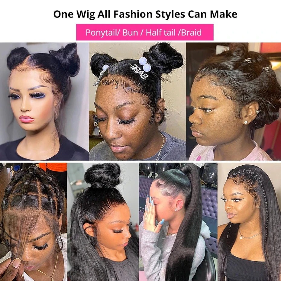 Full Lace Wig Straight Hair Brazilian Virgin Hair Natural Black Pre-Plucked - Doaburu Hair