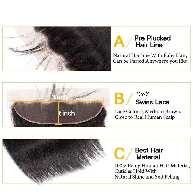 Natural Black 13*6 HD and Transparent Lace Frontal Human Virgin Hair - Doaburu Hair
