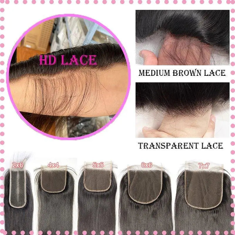 Natural Black 13*6 HD and Transparent Lace Frontal Human Virgin Hair - Doaburu Hair