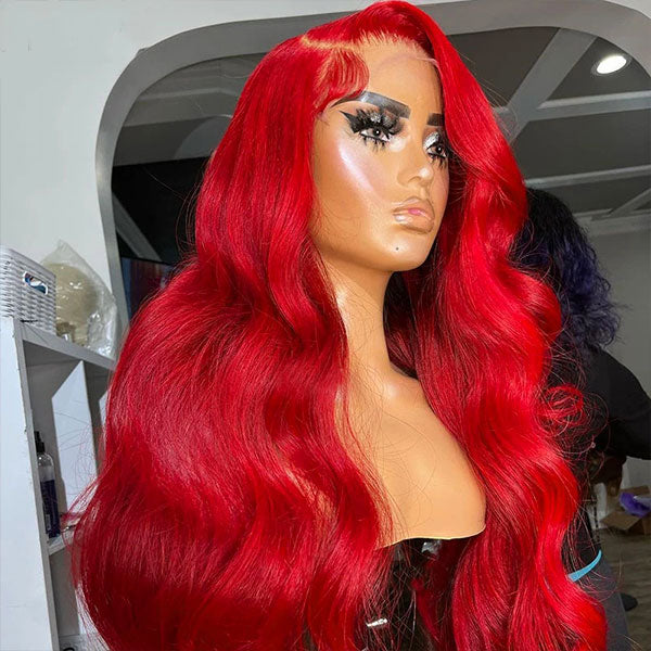 Redwine Color 13x4 Body Wave Lace Frontal Wigs 4x4 Closure Wig - Doaburu Hair