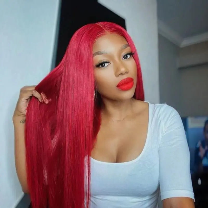 Redwine Color 4x4 13x4 Straight Lace Frontal Wigs - Doaburu Hair
